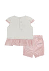 Guess Baby Girl Stripe Short and Tee Set, Pink and White
