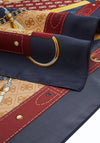 Guess Logo Print Belt Detail Scarf, Navy Multi