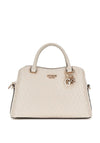 Guess Betula Patent Quilted Satchel Bag, Taupe