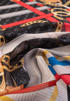 Guess Chain Pattern Silk Scarf, Black Multi