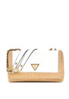 Guess Delfa Raffia Crossbody Bag, Natural White