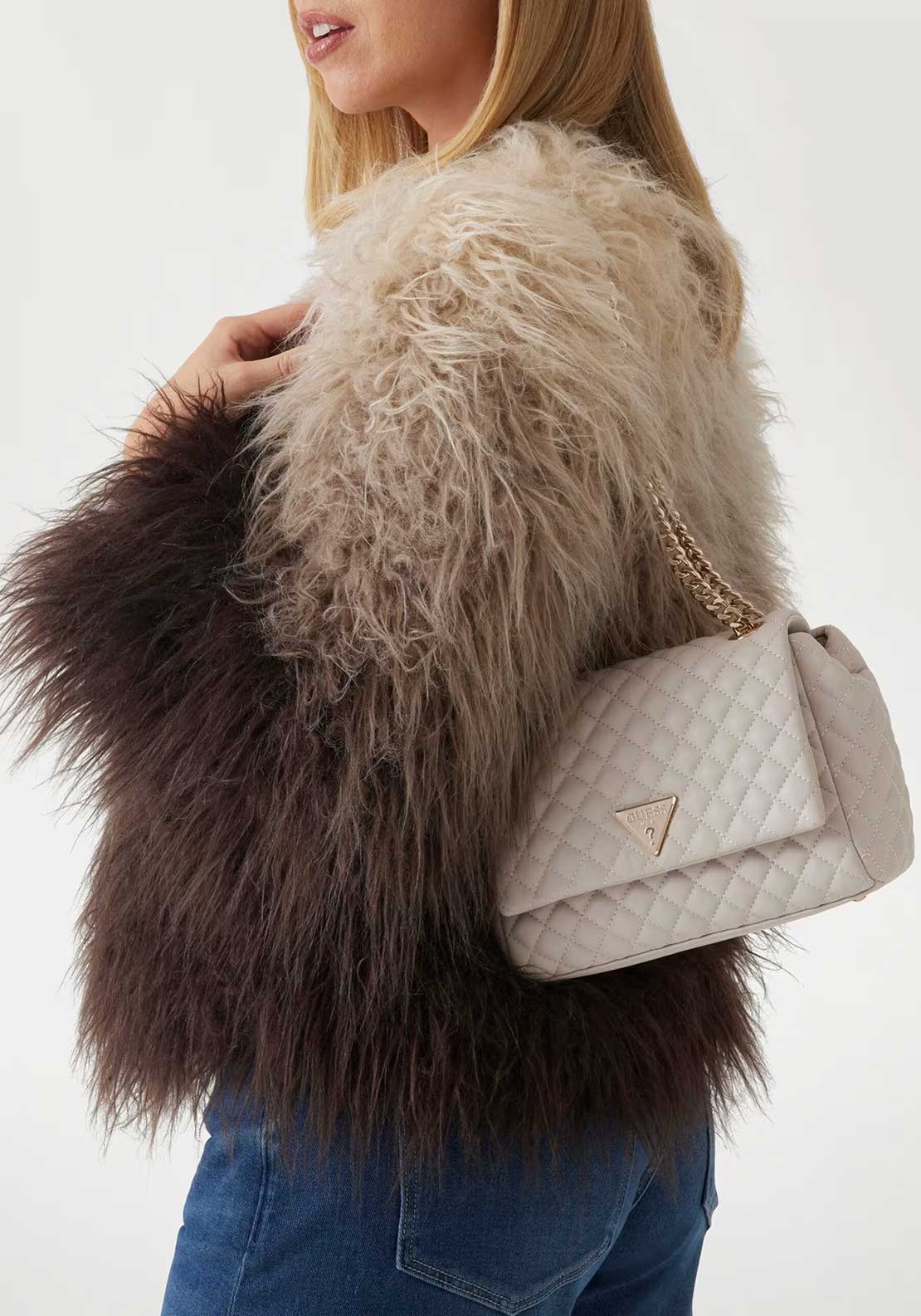 Guess Eco Rianee Quilted Crossbody Bag, Stone