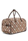 Guess Eliette 4G Peony Logo Wheeled Duffle Bag, Latte