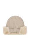 Guess Faux Fur Trim Ribbed Hat, Beige