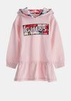 Guess Girl Hooded Logo Sweatshirt Dress, Pink