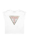 Guess Girl Logo Stretch Short Sleeve Tee, White