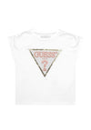 Guess Girl Logo Stretch Short Sleeve Tee, White