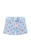 Guess Older Girl Cherry Print Denim Short, Blue