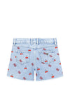 Guess Older Girl Cherry Print Denim Short, Blue