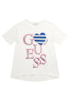 Guess Older Girl Sequins Short Sleeve Tee, White