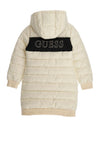 Guess Girls Logo Hooded Puffer Coat, Cream