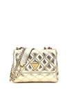 Guess Giully Quilted Laminated Mini Crossbody Bag, Gold