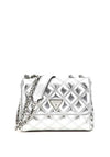 Guess Giully Quilted Laminated Mini Crossbody Bag, Silver