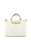 Guess Izzy Peony Embossed Logo Satchel Bag, Stone