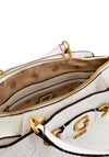 Guess Izzy Peony Embossed Logo Satchel Bag, Stone