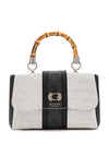 Guess Kermina 4G Logo Bamboo Handle Small Grab Bag, Natural Coal