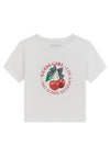 Guess Older Girl Cherry Bow Short Sleeve Crop Tee, White