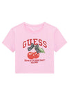 Guess Older Girl Cherry Short Sleeve Crop Tee, Pink