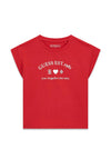 Guess Older Girl Foil Print Short Sleeve Tee, Red