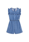 Guess Older Girl Denim Short Sleeve Playsuit, Blue