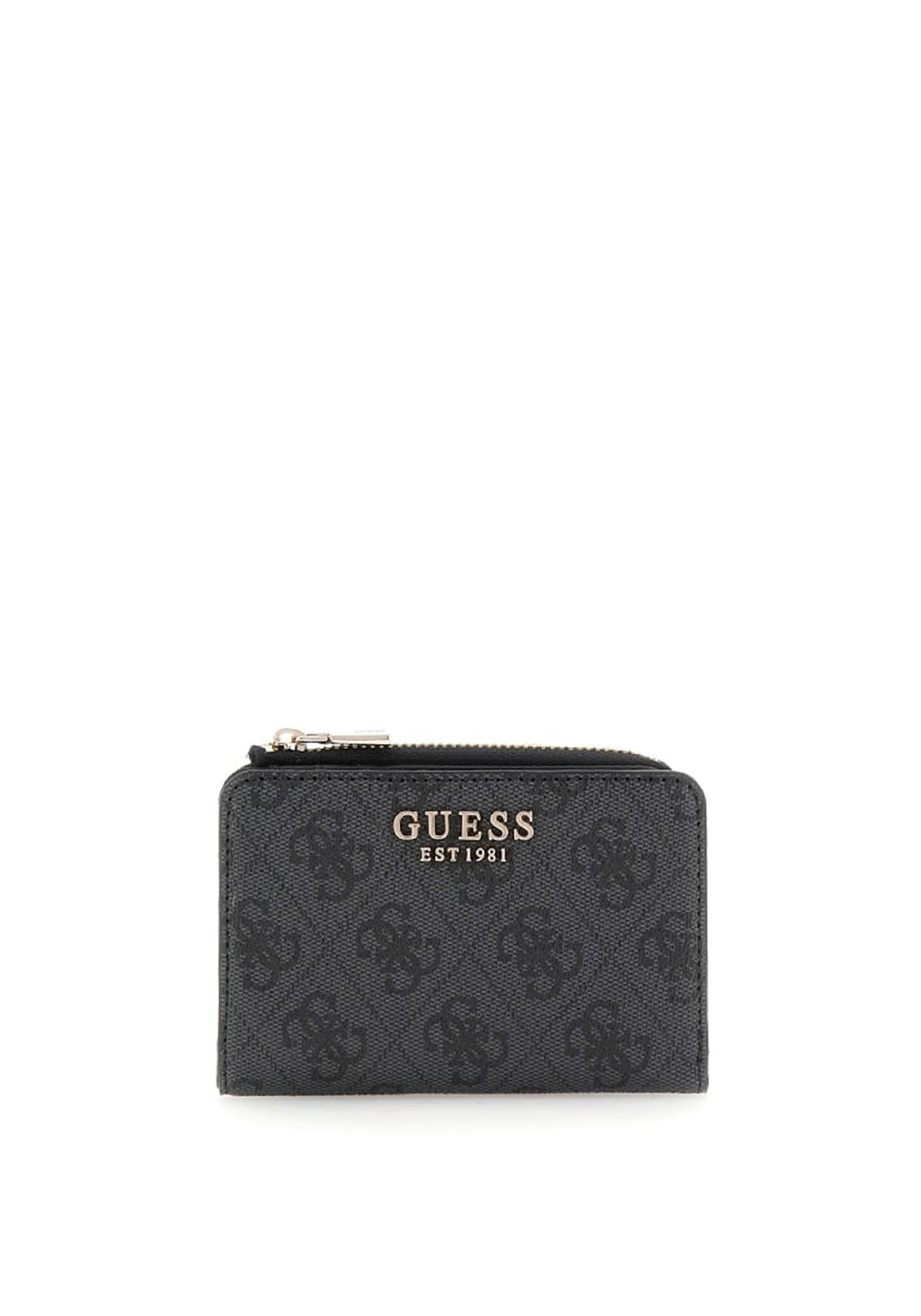 Guess Laurel SLG Small Logo Print Wallet, Charcoal Grey