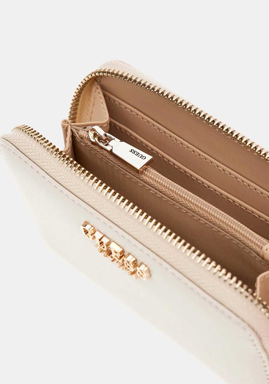 Guess Laurel SLG Zipped Medium Wallet, Bone