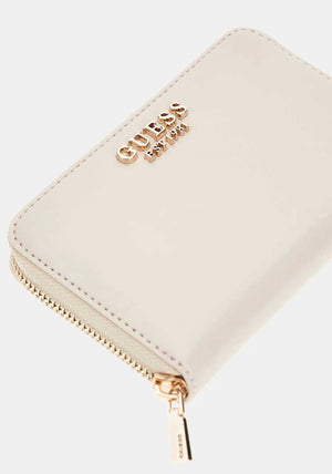 Guess Laurel SLG Zipped Medium Wallet, Bone