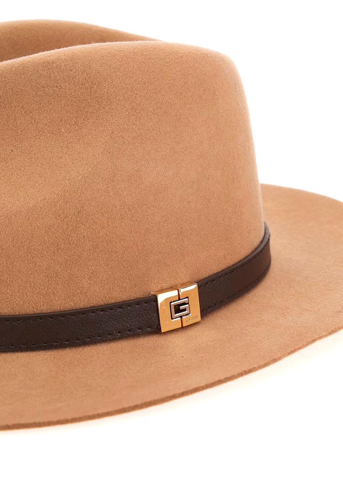 Guess Logo Script Fedora Hat, Camel