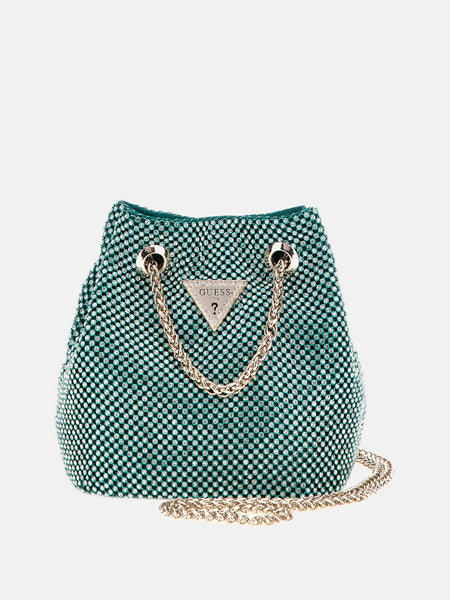 Guess Lua Rhinestone Mini Bucket Bag, Emerald McElhinneys