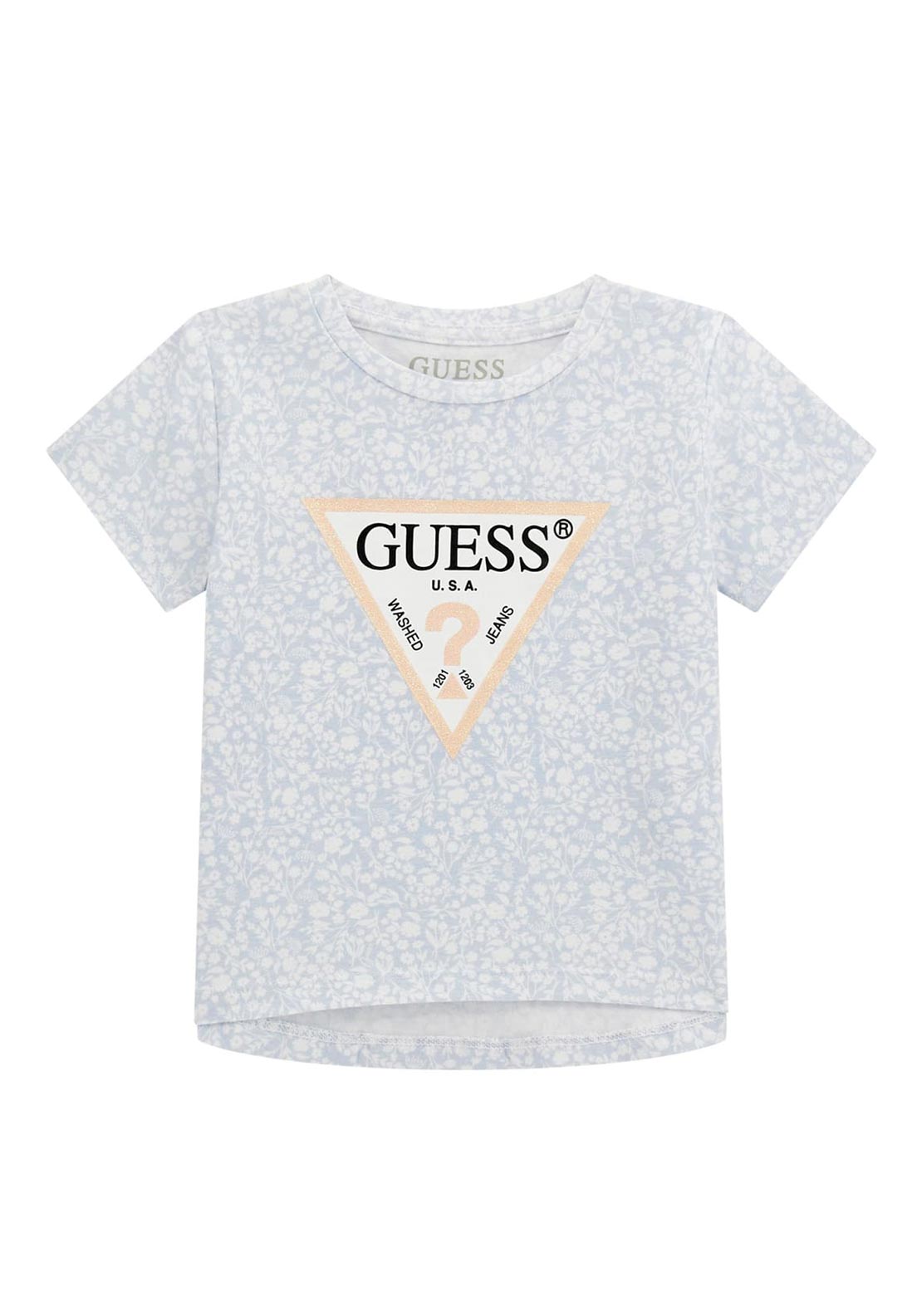 Guess Girl Floral Short Sleeve Tee, Blue