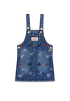 Guess Girl Bow Denim Pinafore Dress, Blue