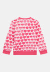 Guess Girl All-over Heart Long Sleeve Sweater, Pink