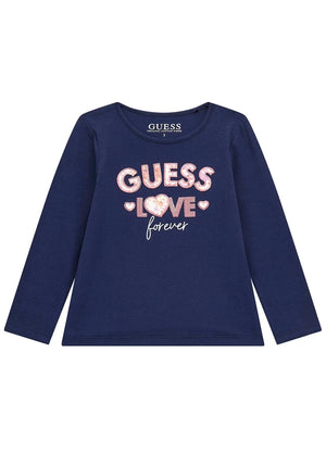 Guess Girls Lover Forever Long Sleeve Top, Navy