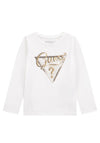 Guess Girl Long Sleeve Sequins Top, White