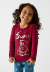 Guess Girl Long Sleeve Sequins Teddy Top, Wine