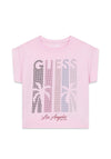 Guess Older Girl Embellished Short Sleeve Tee, Pink