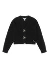 Guess Older Girl Bow Long Sleeve Cardigan, Black