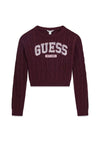 Guess Older Girl Logo Long Sleeve Knit Jumper, Wine