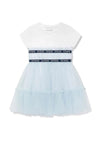 Guess Older Girl Mesh Fit and Flare Dress, Blue