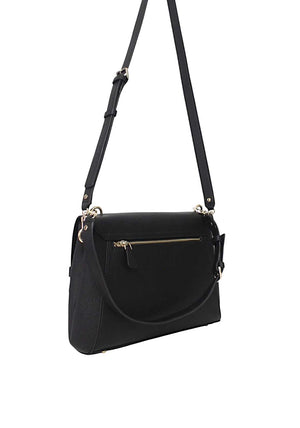 Guess Silvye Buckle Detail Shoulder Bag, Black