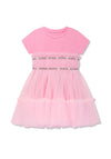 Guess Girl Mesh Fit and Flare Dress, Pink