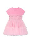 Guess Girl Mesh Fit and Flare Dress, Pink