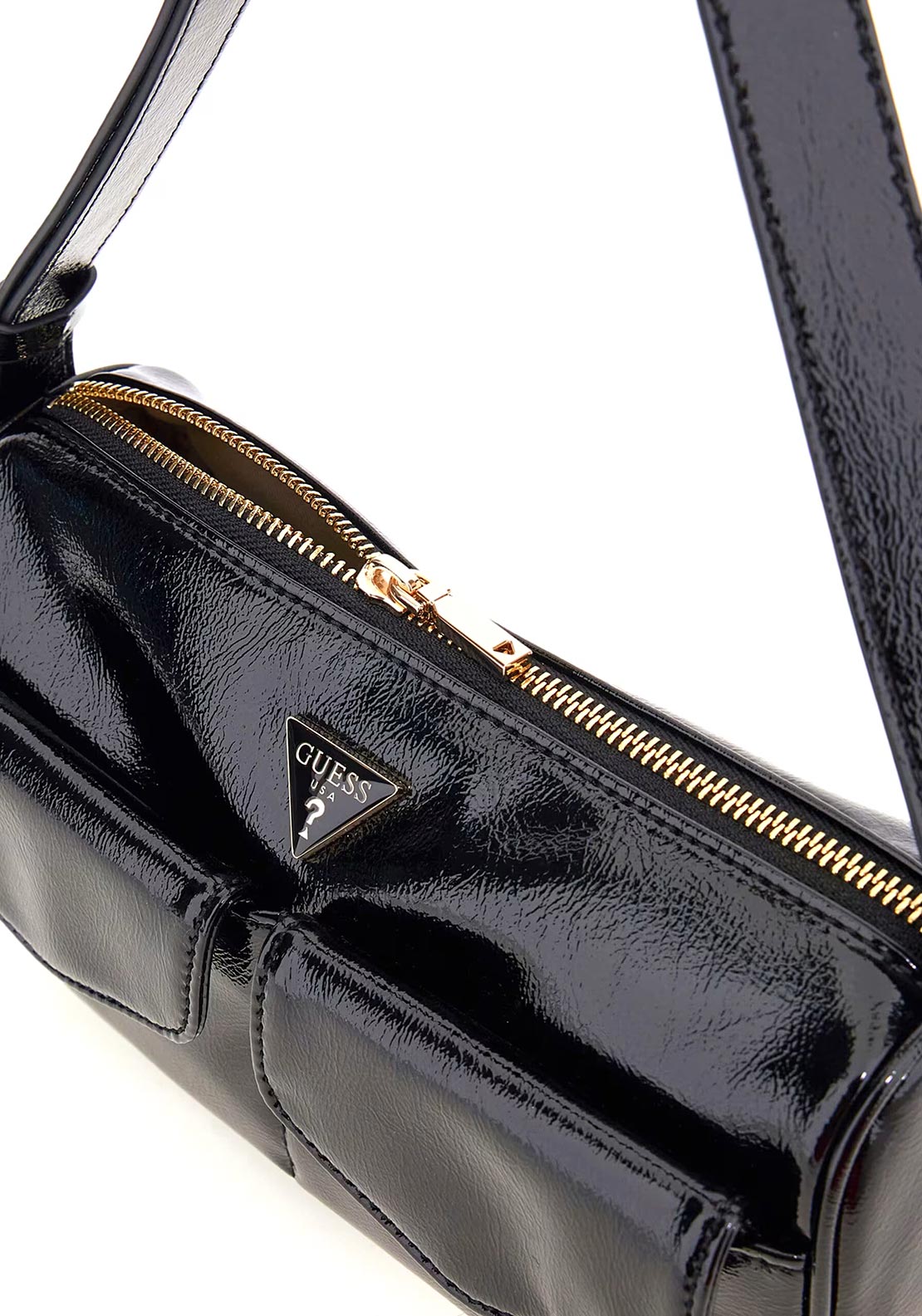 Guess Waldena Patent Shoulder Bag, Black