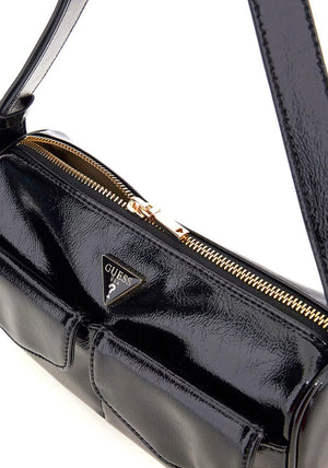 Guess Waldena Patent Shoulder Bag, Black