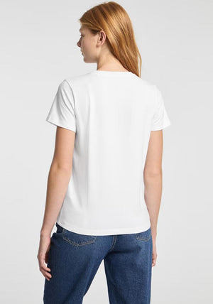 Guess Logo Embroidered T Shirt, White