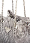 Guess Zalina Rhinestone Mini Bucket Bag, Silver