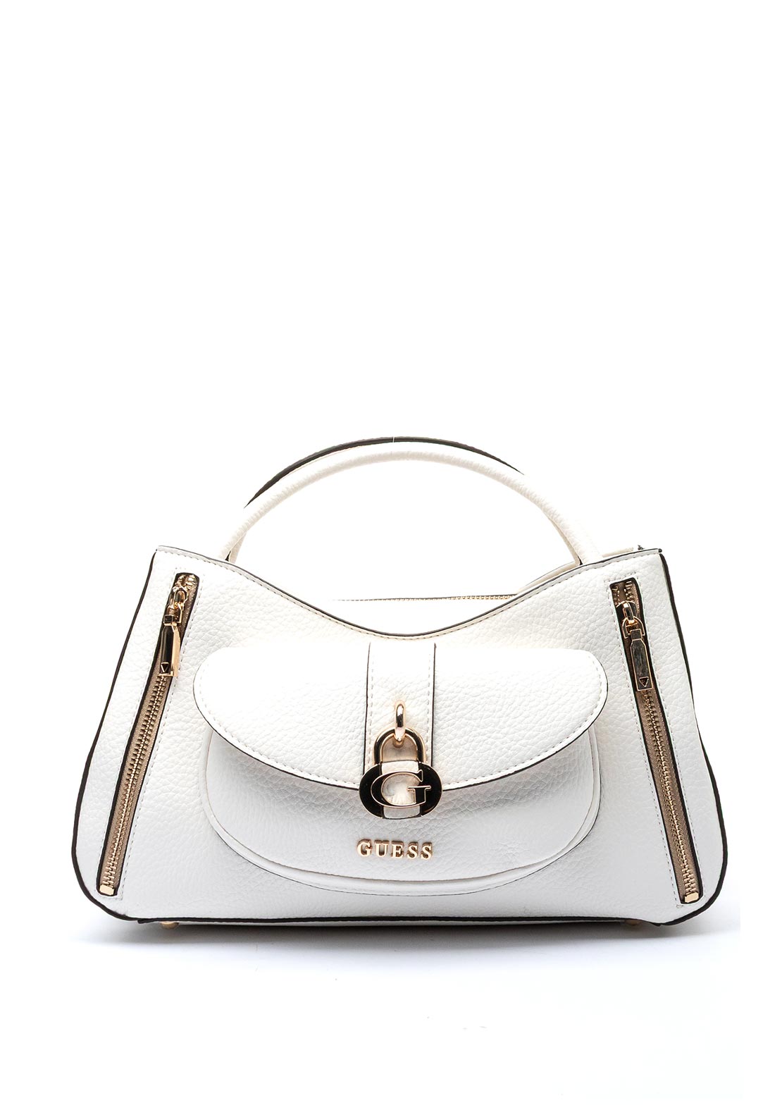 Guess Jessa Medium Satchel Bag, White - McElhinneys
