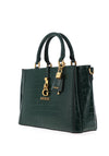 Guess James Faux Reptile Skin Print Satchel Bag, Forest
