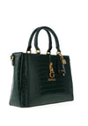 Guess James Faux Reptile Skin Print Satchel Bag, Forest