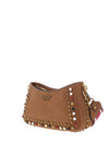 Guess Radar Studded Top Zip Shoulder Bag, Cognac